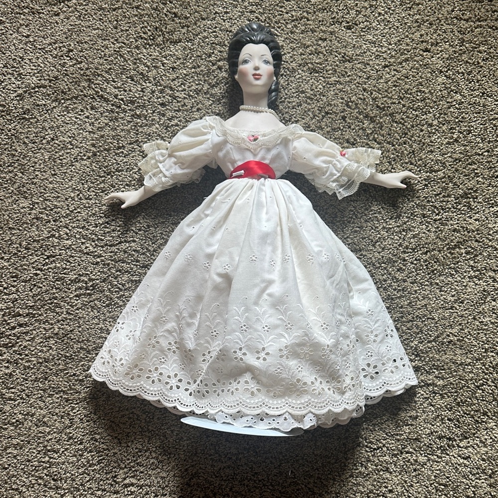 Scarlett O'Hara bisque head doll with White Lace and Pink Accents